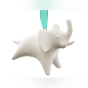 Jonathan Adler Cream Elephant Ornament with Teal Ribbon - SOLD OUT!